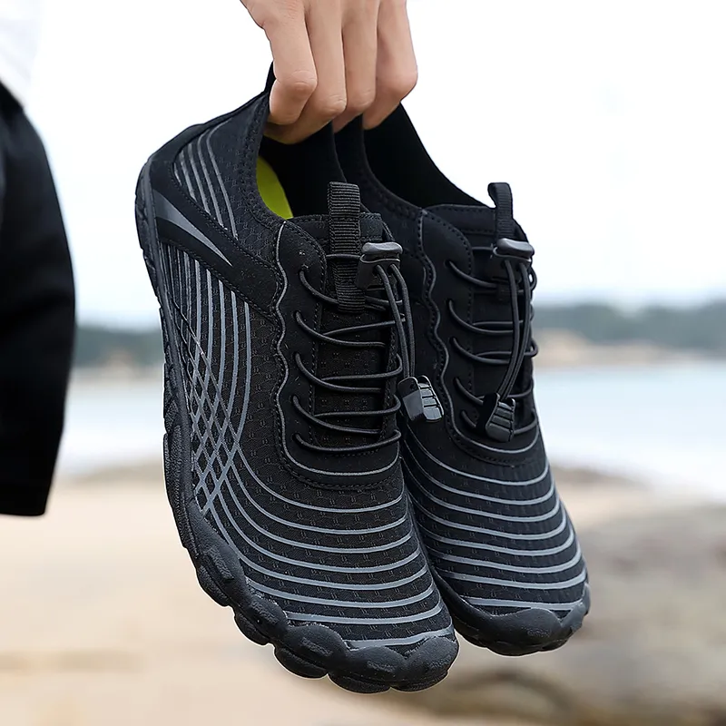 GESENLANG Slip Resistant, Breathable, Quick Dry River Trekking Shoes Men's Black-7