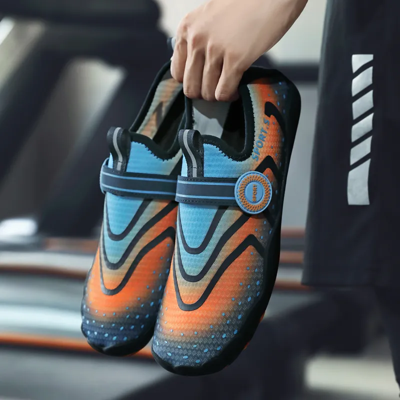 GESENLANG Slip Resistant, Abrasion Resistant, Breathable Low Top Casual Shoes Men's Dark Blue Orange-1