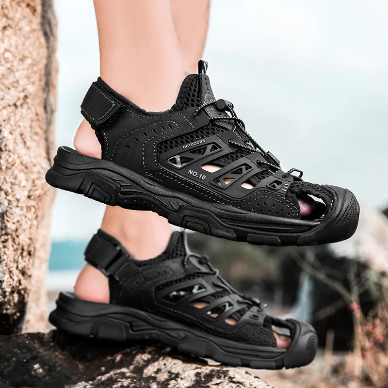 GESENLANG Anti Slip Wear Resistant River Trekking Shoes Men's Black-4