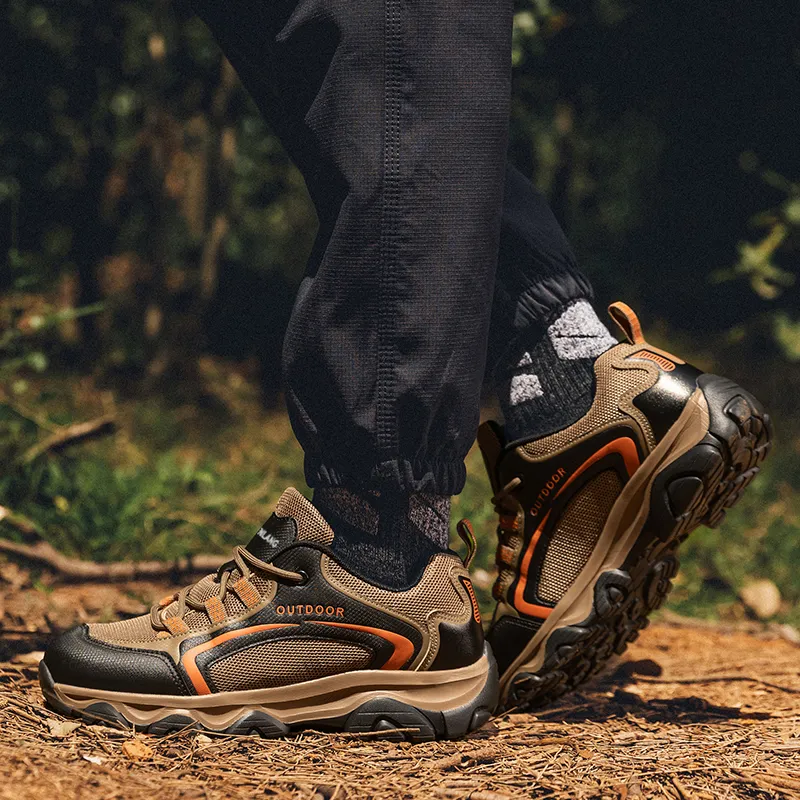 GESENLANG Cushioned Water Resistant Lightweight Coverage Low Top Trekking Shoes Men's Khaki-6