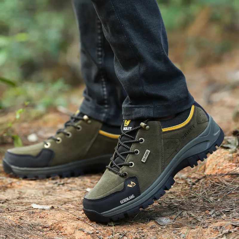GESENLANG Anti Slip And Wear Resistant Coverage Low Top Outdoor Shoes Men's Dark Green-5