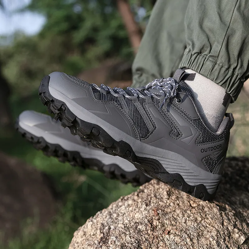 GESENLANG Breathable Slip Resistant Low Top Outdoor Shoes Men's Gray-9