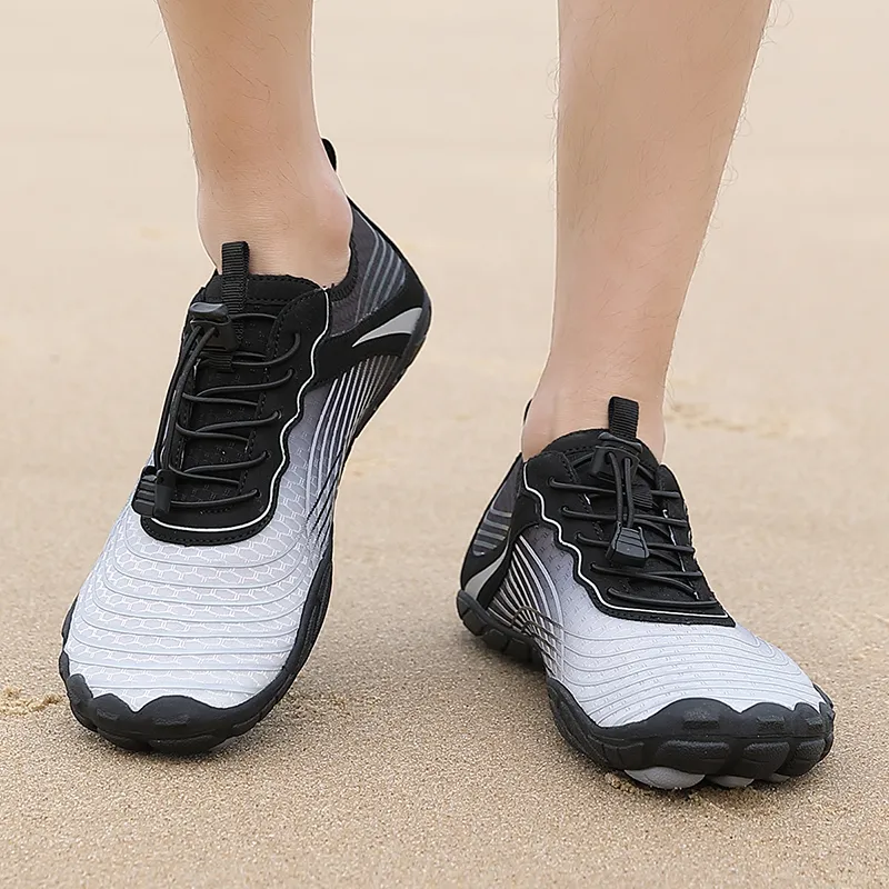 GESENLANG Slip Resistant, Breathable, Quick Dry River Trekking Shoes Men's Black White-7