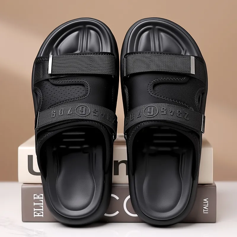 GESENLANG Slip Resistant Cushioning Slide Slippers Men's Black-3