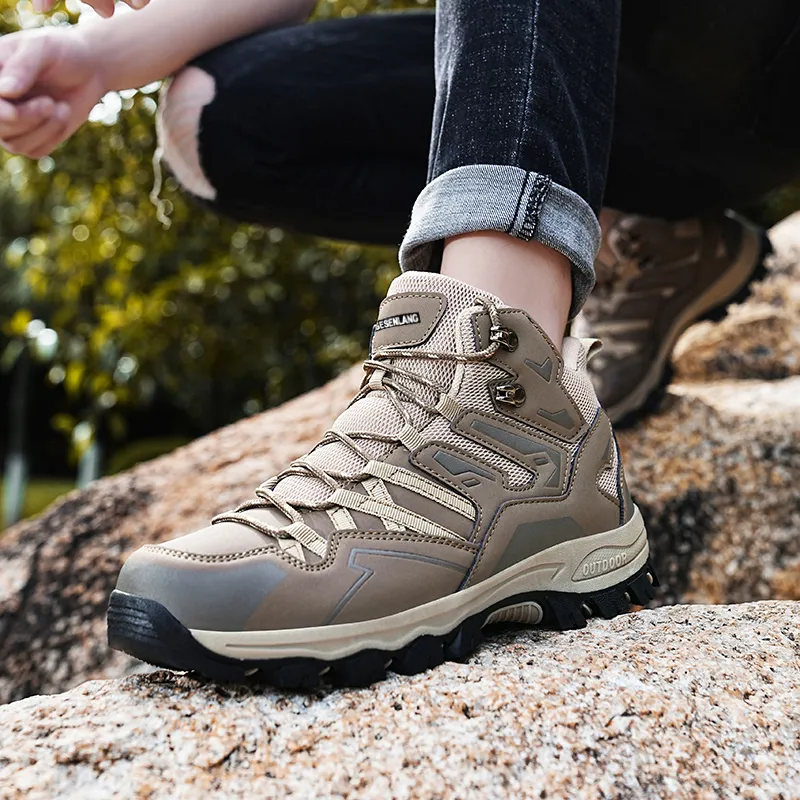 GESENLANG High Top Mountaineering Outdoor Shoes Men's Brown-6