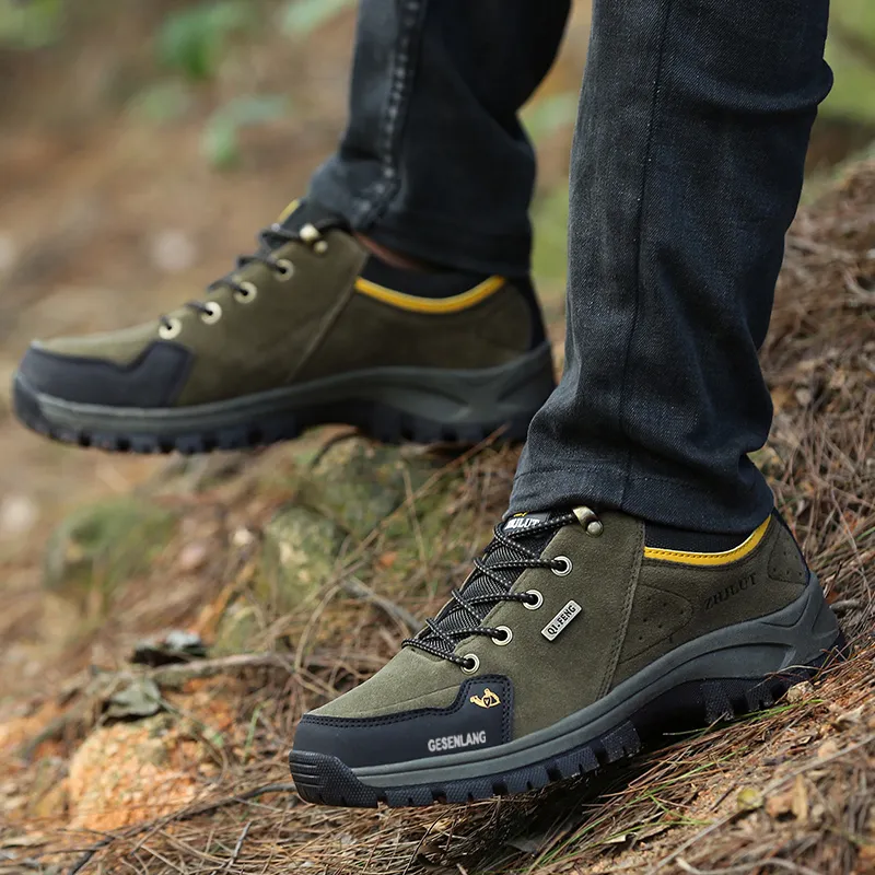 GESENLANG Anti Slip And Wear Resistant Coverage Low Top Outdoor Shoes Men's Dark Green-7