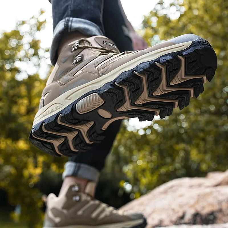 GESENLANG High Top Mountaineering Outdoor Shoes Men's Brown-9