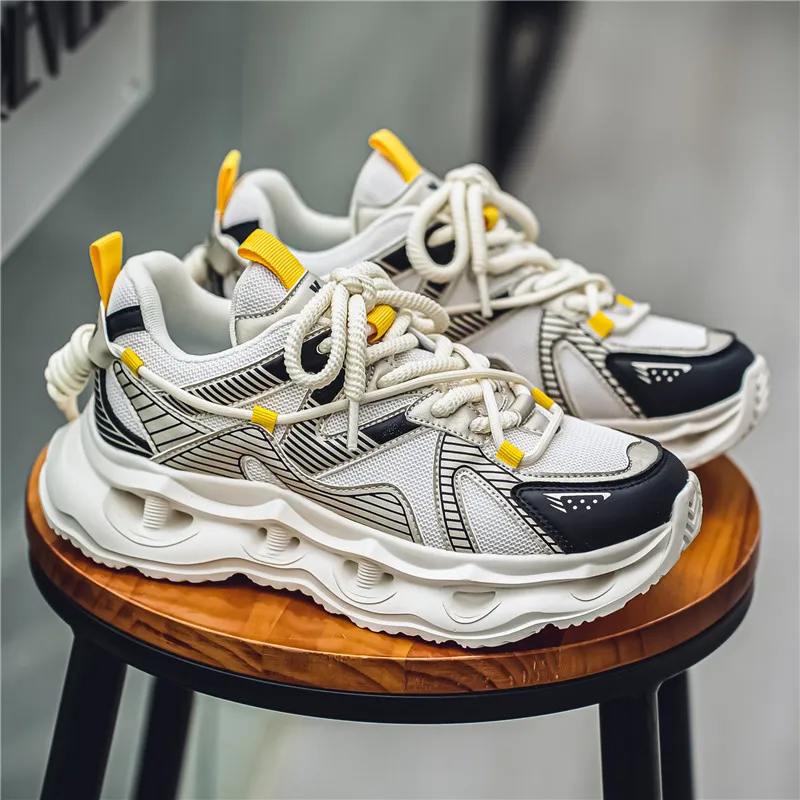 GESENLANG Slip Resistant And Abrasion Resistant Coverage Low Top Chunky Sneakers Men's-2