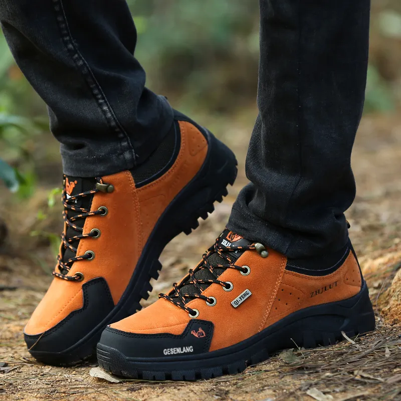 GESENLANG Anti Slip And Wear Resistant Water Resistant Low Top Outdoor Shoes Men's Orange Red-5