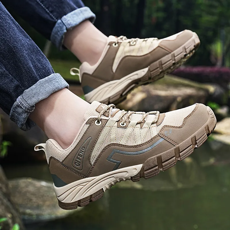 GESENLANG Cushioned Slip Resistant Breathable Low Top Outdoor Shoes Men's Brown-6