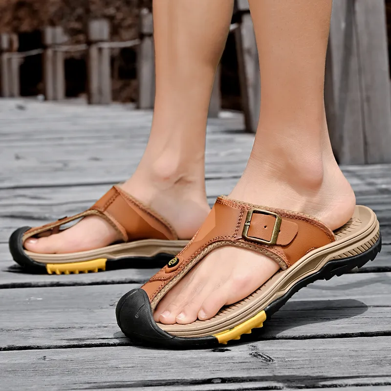 GESENLANG Rubber Sole Abrasion Resistant Slip Resistant Flip Flops Men's-13