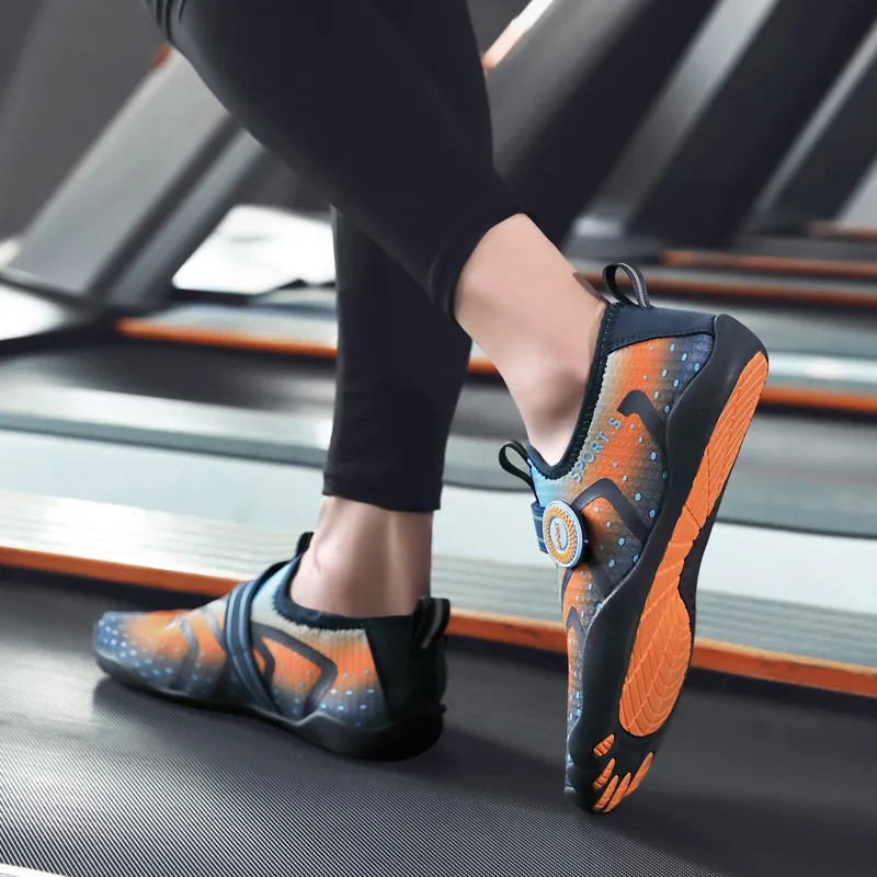 GESENLANG Slip Resistant, Abrasion Resistant, Breathable Low Top Casual Shoes Men's Dark Blue Orange-4