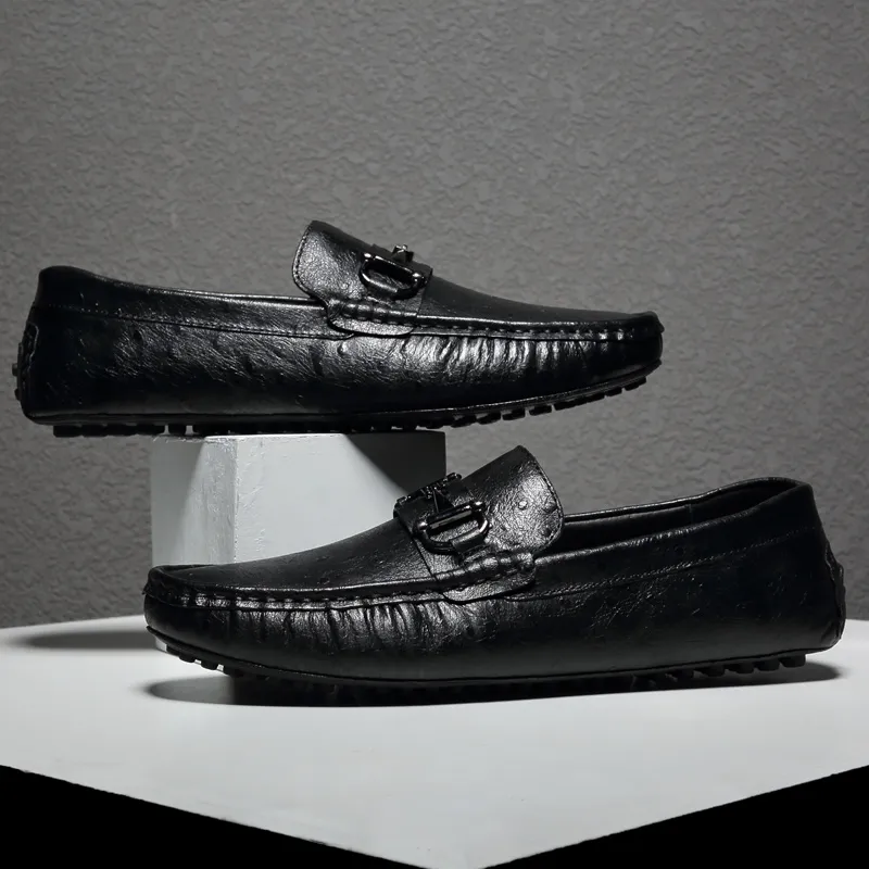 GESENLANG Gommino Loafers Men's Black-3