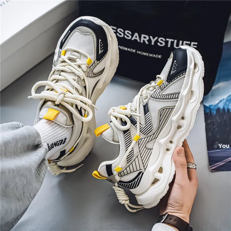 GESENLANG Slip Resistant And Abrasion Resistant Coverage Low Top Chunky Sneakers Men's-1