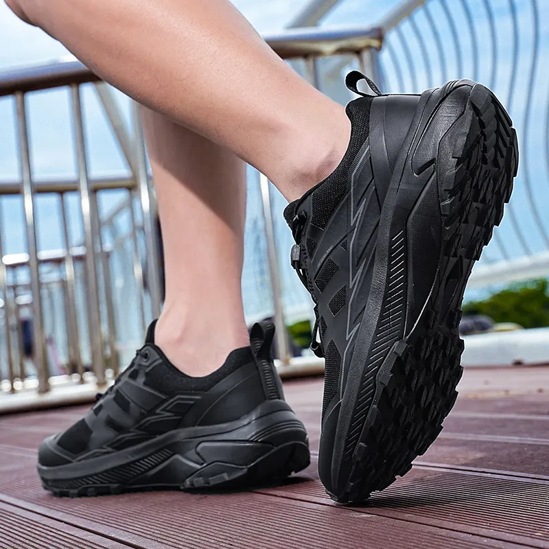 GESENLANG Cushioned Slip Resistant Breathable Lightweight Low Top Casual Running Shoes Men's Black-7