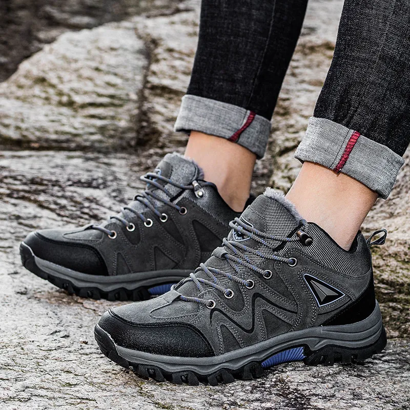 GESENLANG Slip Resistant Warm Low Top Outdoor Shoes Men's Gray-6