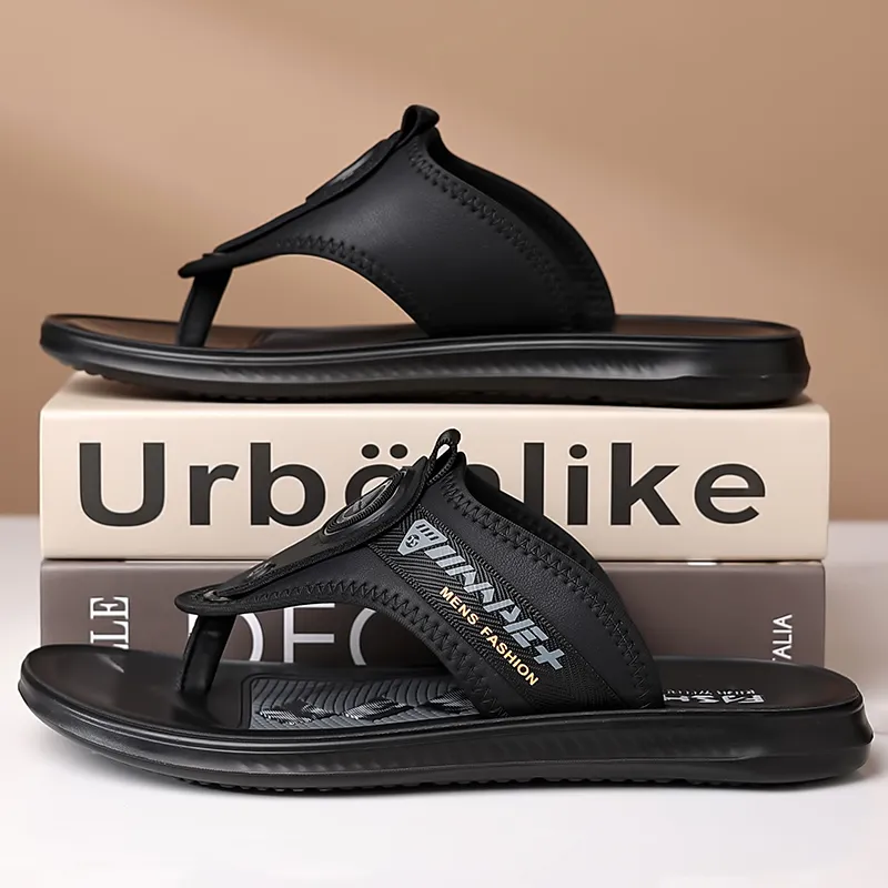 GESENLANG Abrasion Resistant Slip Resistant Odor Resistant Flip Flops Men's Black-4