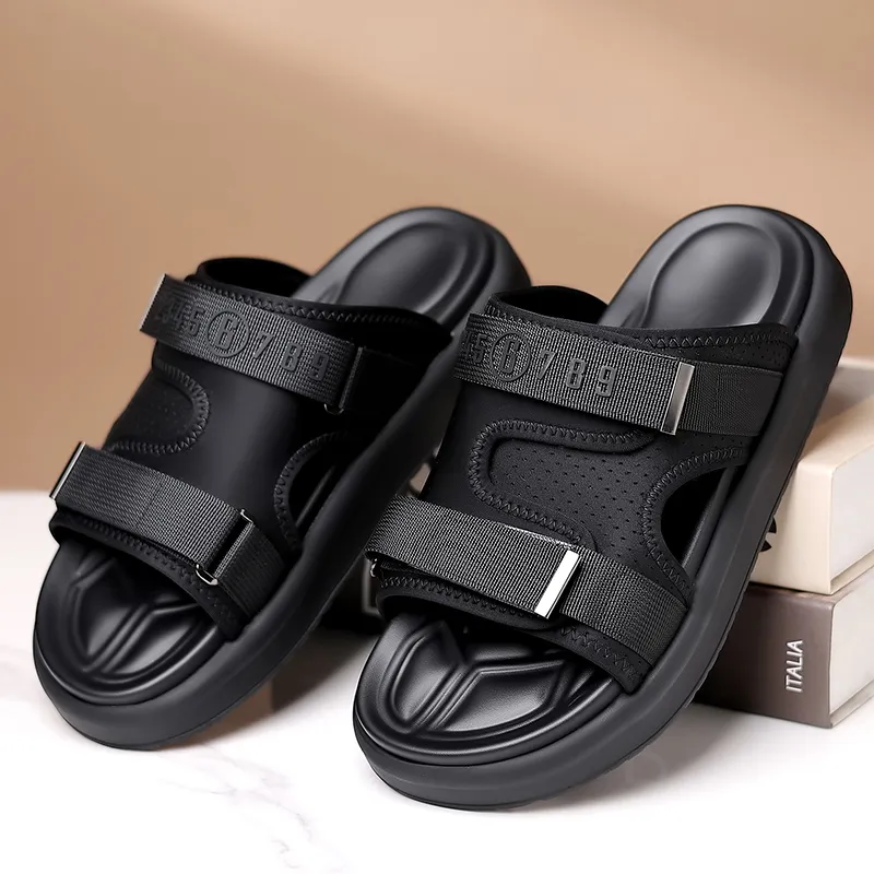 GESENLANG Slip Resistant Cushioning Slide Slippers Men's Black-5