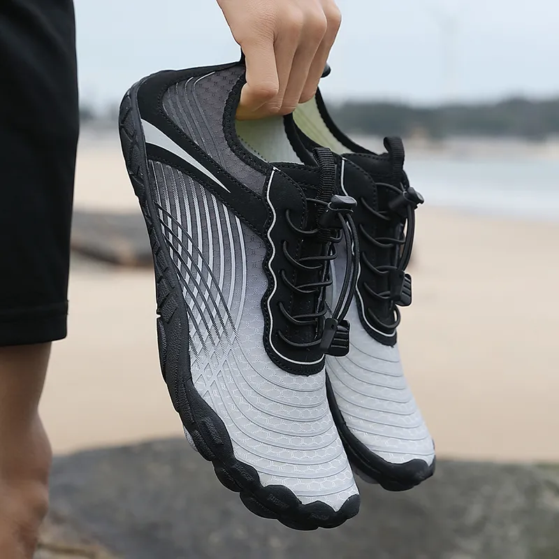 GESENLANG Slip Resistant, Breathable, Quick Dry River Trekking Shoes Men's Black White-6