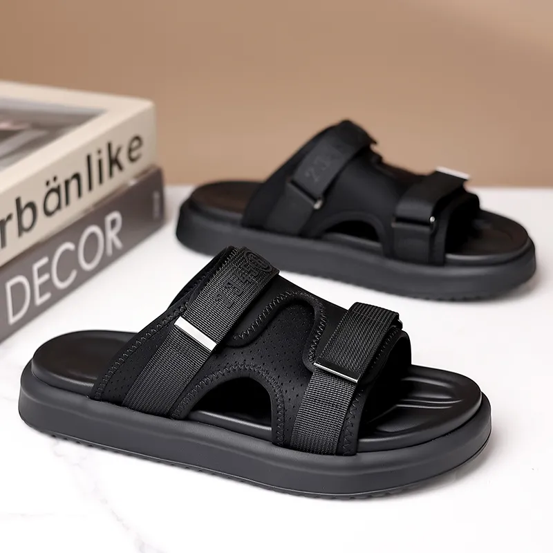 GESENLANG Slip Resistant Cushioning Slide Slippers Men's Black-6