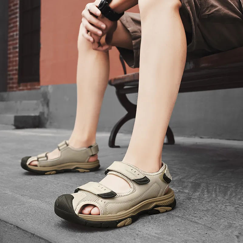 GESENLANG Beach Sandals Men Black/Khaki/Sand-7