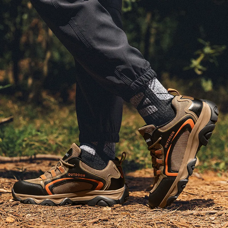 GESENLANG Cushioned Water Resistant Lightweight Coverage Low Top Trekking Shoes Men's Khaki-5