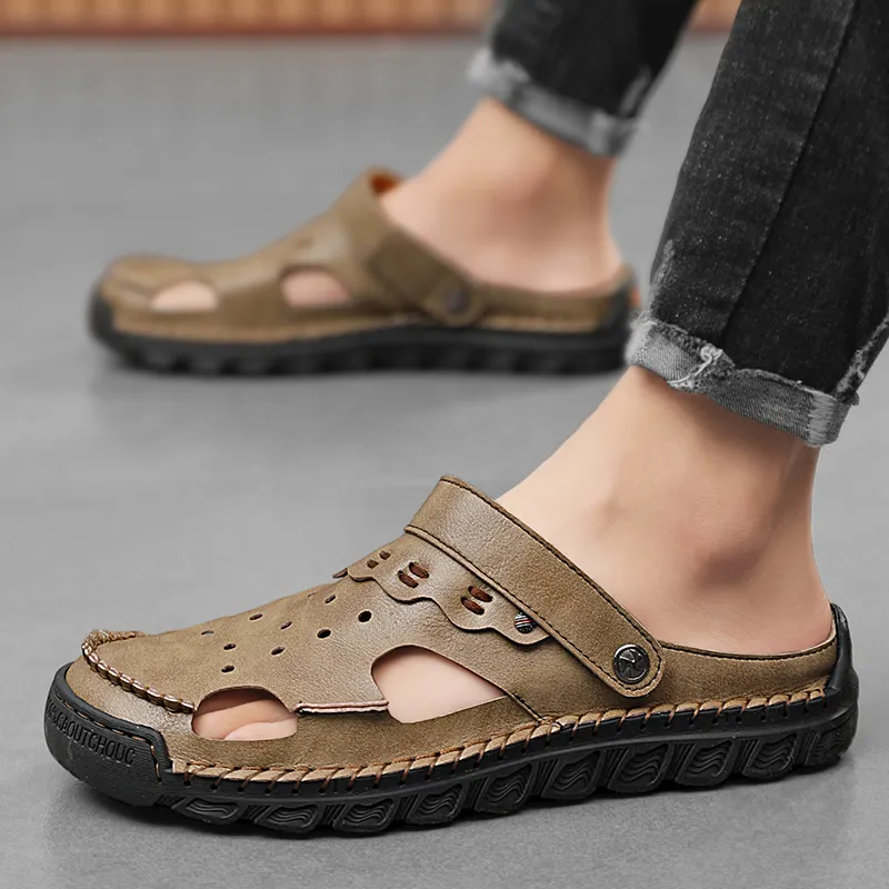 GESENLANG Slip Resistant Abrasion Resistant Closed Toe Slippers Men's-4