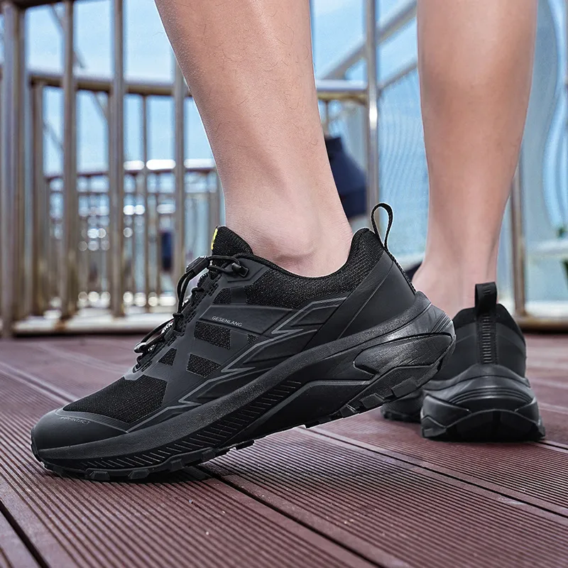 GESENLANG Cushioned Slip Resistant Breathable Lightweight Low Top Casual Running Shoes Men's Black-8