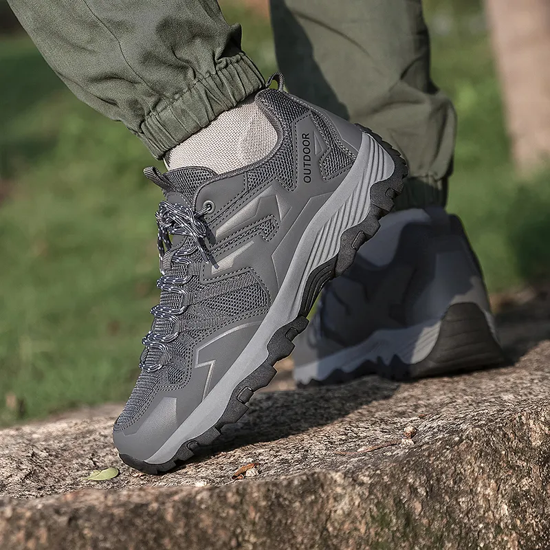 GESENLANG Breathable Slip Resistant Low Top Outdoor Shoes Men's Gray-8
