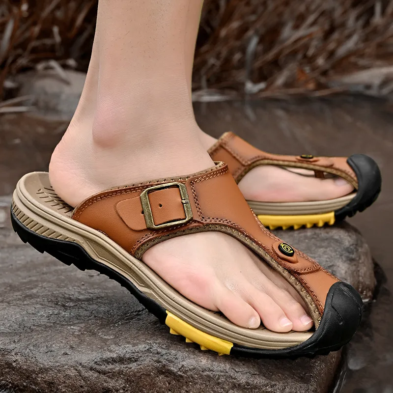 GESENLANG Rubber Sole Abrasion Resistant Slip Resistant Flip Flops Men's-14