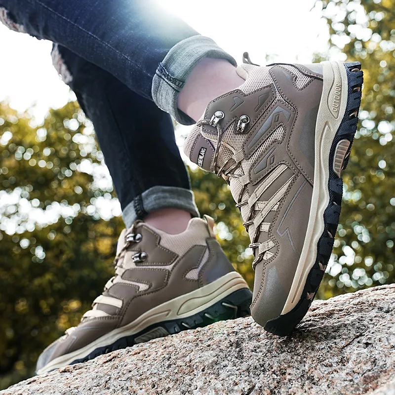 GESENLANG High Top Mountaineering Outdoor Shoes Men's Brown-8