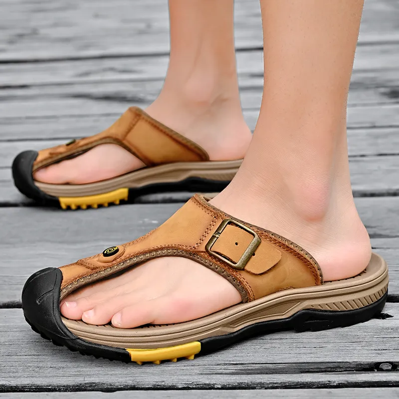 GESENLANG Rubber Sole Abrasion Resistant Slip Resistant Flip Flops Men's-9