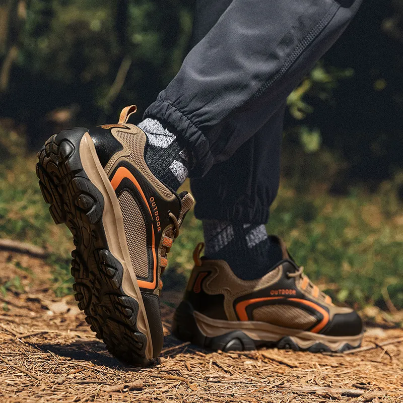 GESENLANG Cushioned Water Resistant Lightweight Coverage Low Top Trekking Shoes Men's Khaki-8