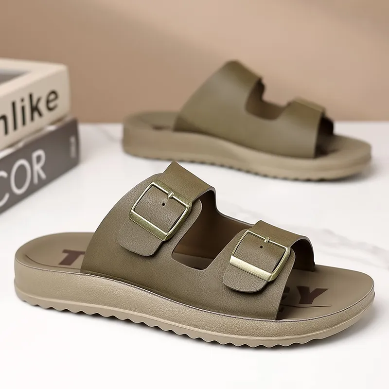 GESENLANG Rubber Sole PU Polyurethane Slip Resistant Abrasion Resistant Slide Slippers Men's-8