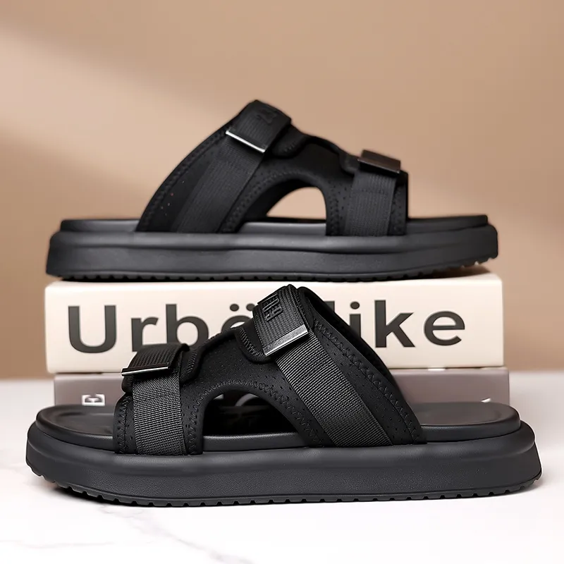 GESENLANG Slip Resistant Cushioning Slide Slippers Men's Black-4