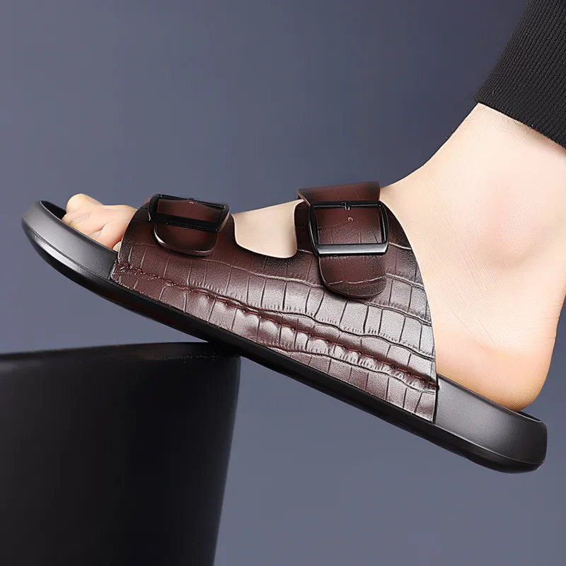 GESENLANG PU Polyurethane Slip Resistant Abrasion Resistant Slide Slippers Men's-10