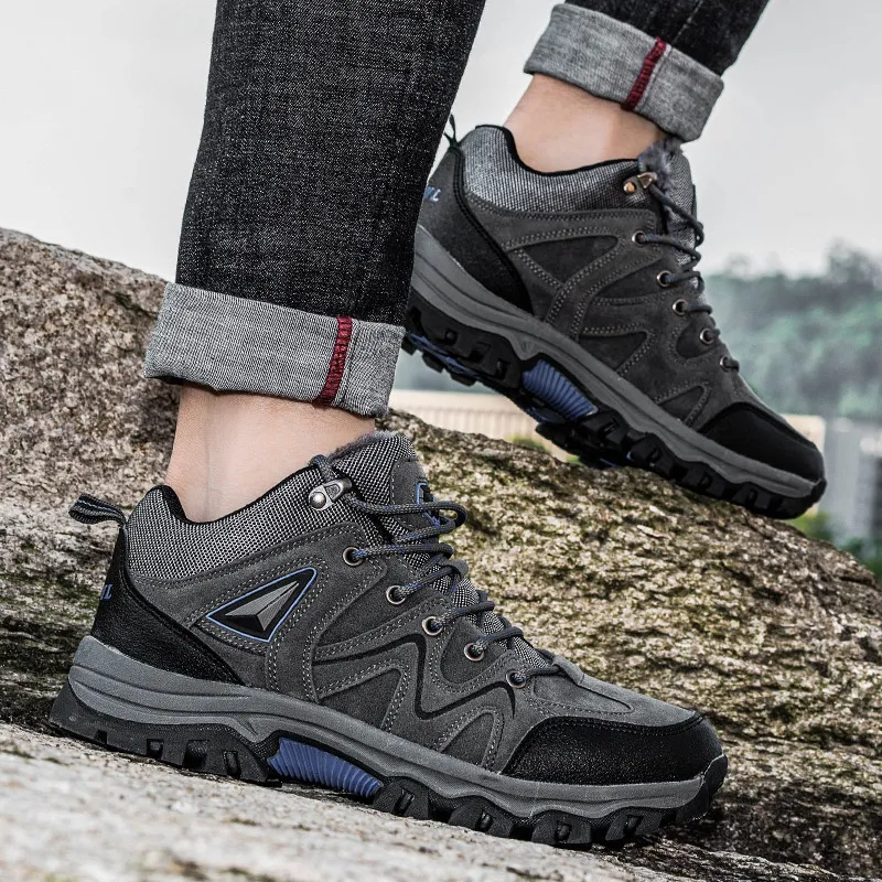 GESENLANG Slip Resistant Warm Low Top Outdoor Shoes Men's Gray-7