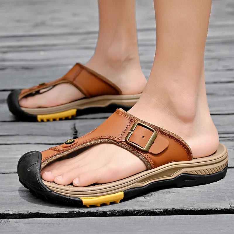 GESENLANG Rubber Sole Abrasion Resistant Slip Resistant Flip Flops Men's-12