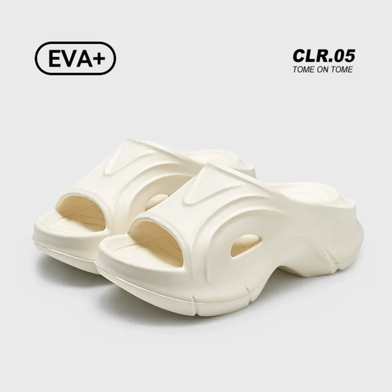 Womi Platform Height Increasing Unisex Solid Color Minimalist Style Slip Resistant Waterproof Home Slippers-1