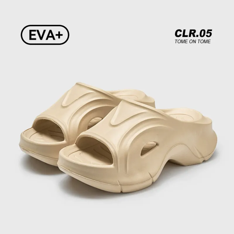 Womi Platform Height Increasing Unisex Solid Color Minimalist Style Slip Resistant Waterproof Home Slippers-3