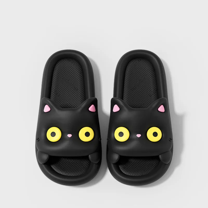 Womi Couple's Cartoon Kitten Slippers Home Bathroom Slip Resistant Home Slippers-4