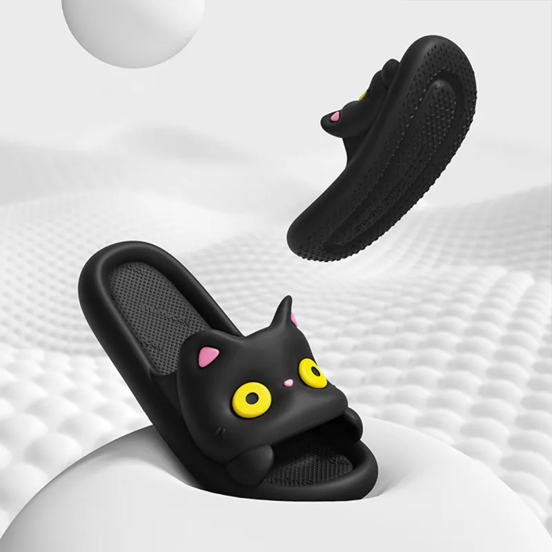 Womi Couple's Cartoon Kitten Slippers Home Bathroom Slip Resistant Home Slippers-5