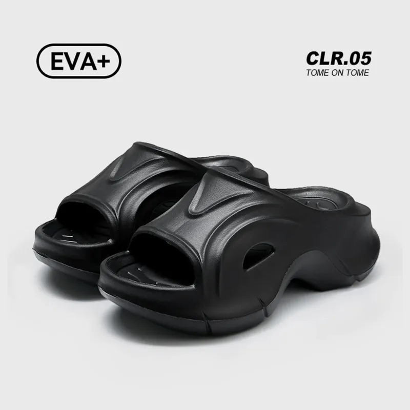 Womi Platform Height Increasing Unisex Solid Color Minimalist Style Slip Resistant Waterproof Home Slippers-5