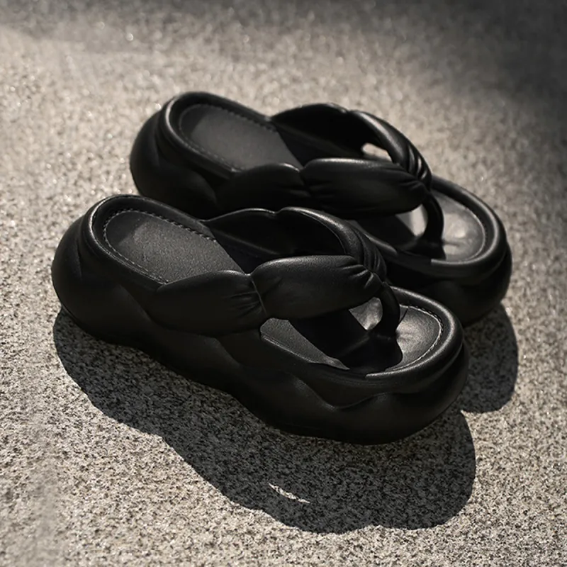 Womi Platform Flip Flops Home Use Squashy And Bouncy Feeling Slippers-4