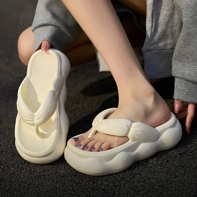 Womi Platform Flip Flops Home Use Squashy And Bouncy Feeling Slippers-2