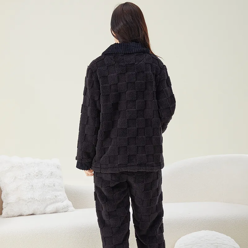 White Ran Pajama Set Women's Black-1