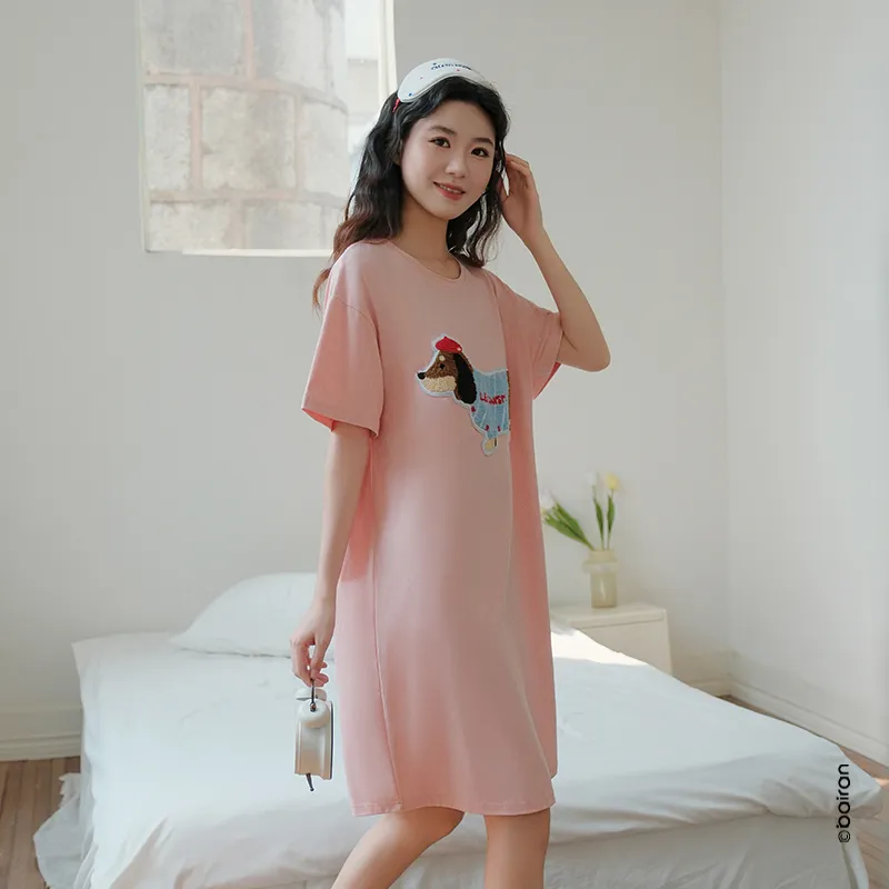 White Ran Nightgown Women's Cherry Blossom Pink-3