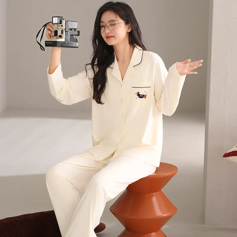 White Ran Women's Pajama Sets-8