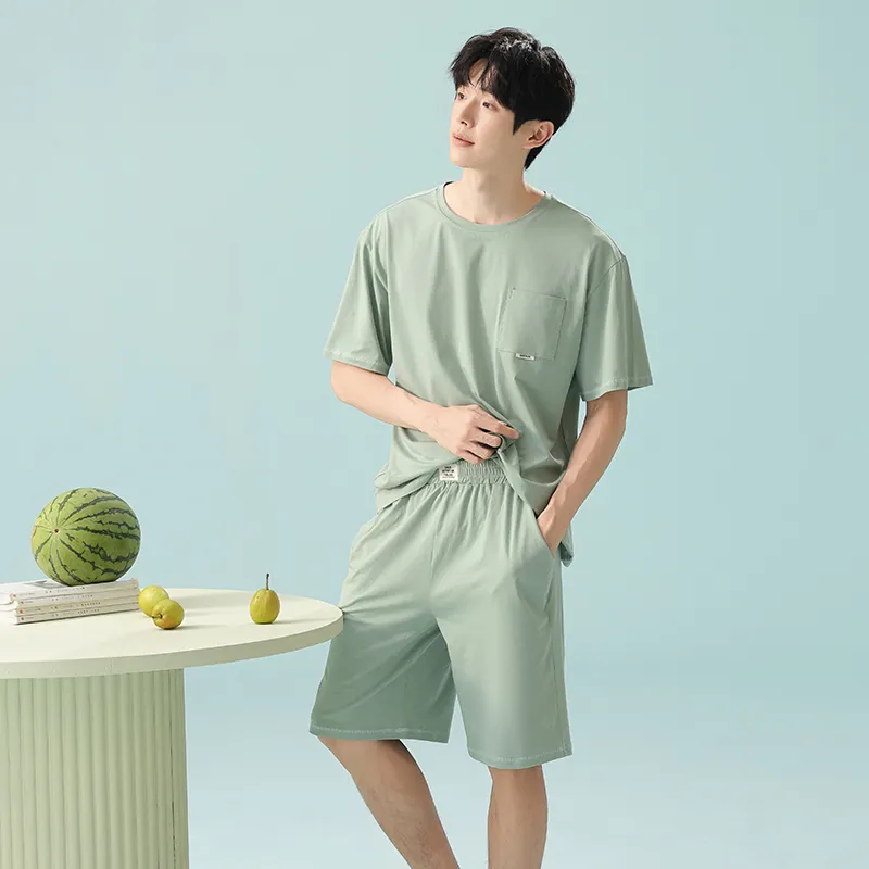 White Ran Pajama Set Men's Light Green-6