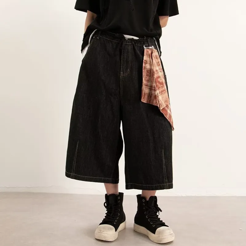 REXSHION Denim Shorts Unisex Black-5